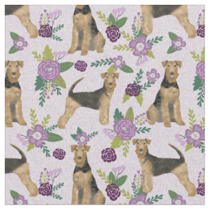 Tissu floraux pourpres d'airedale terrier