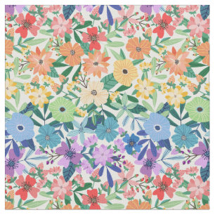 Tissu Flore arc-en-ciel rétro