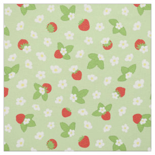 Tissu Flore de fraise Vert Rouge Dopamine Imprimer