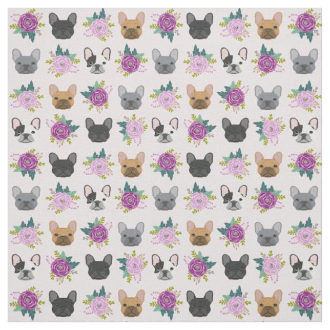 Tissu Flore violette de Bulldog en France (Échantillon)