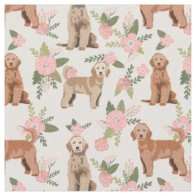 Tissu Flores de pêche du Doodle d'or (Fermer)