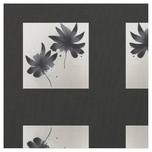 Tissu Flores noires et blanches (Fermer)