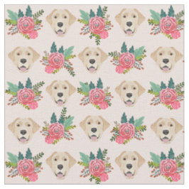 Tissu Flores roses de chien du Laboratoire jaune
