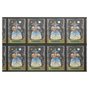TISSU FOLK ART WITTER EN BOIS ÉFFRAYANTS, CHAT NOIR & OW