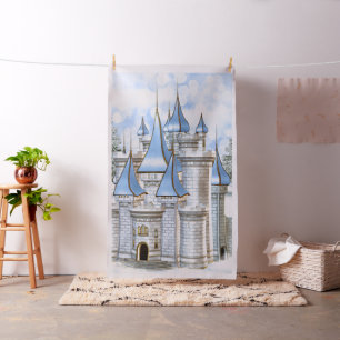 Tissu Fond de photomaton Château Baby Blue Gold