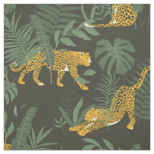 Tissu Forêt Exotique Léopard Faux Camouflage Vert Foncé
