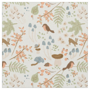Tissu Forêt fantaisiste plantes automne