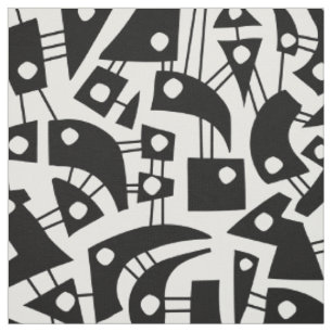 Tissu Formes Abstraites 180318 - Noir sur blanc