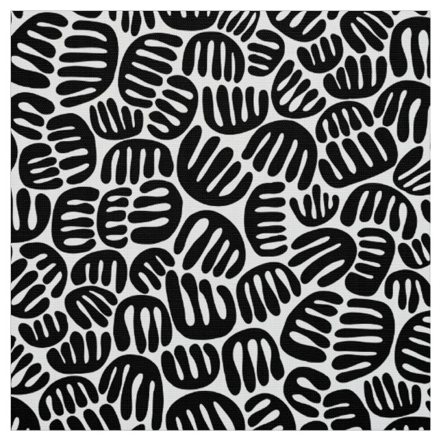 Tissu Formes Abstraites 301122 - Noir sur blanc (Échantillon)