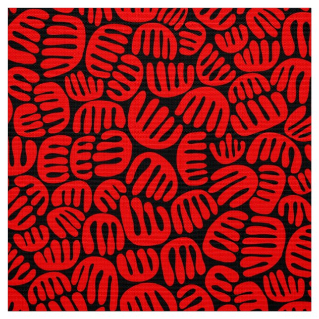 Tissu Formes Abstraites 301122 - Rouge sur noir (Échantillon)
