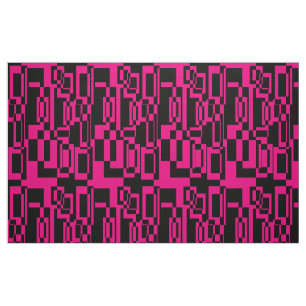 Tissu Formes abstraites rose/noir