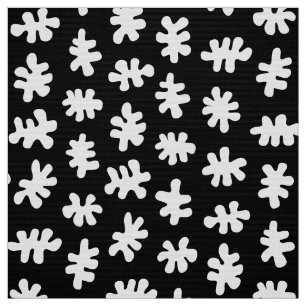 Tissu Formes morphiques 120322 - Blanc sur noir