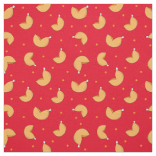 Tissu Fortune Cookie Rouge Chinois Bonne chance Motif