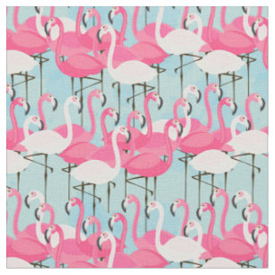 Tissu Foule rose et blanche des Flamants roses