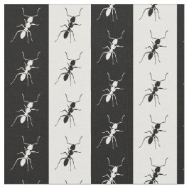 Tissu Fourmis rayées, noires et blanches