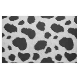 Tissu Fourrure de vache noire et blanche