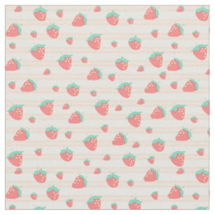 Tissu Fraises rose mignonne Pastel et Motif à la crème