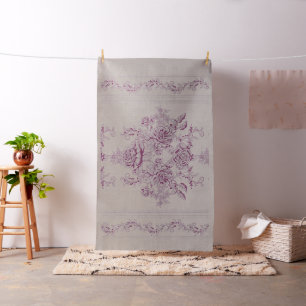 Tissu français chic, rose, toile, floral, motif, victor