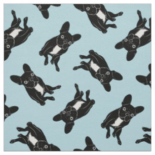 Tissu Frenchie brindle mignon en art numérique noir et