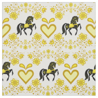 Tissu Friesienne/frisonne Chevalier folklorique or/noir