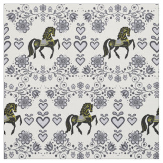Tissu Frise/Frise Folk argent/or/noir, coeurs, 4"