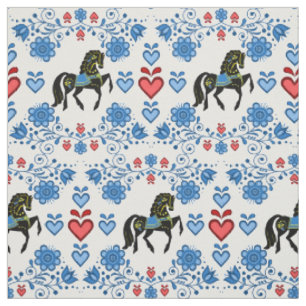 Tissu Frise/Frisian Folk bleu/or/noir,coeurs, 4 pouces