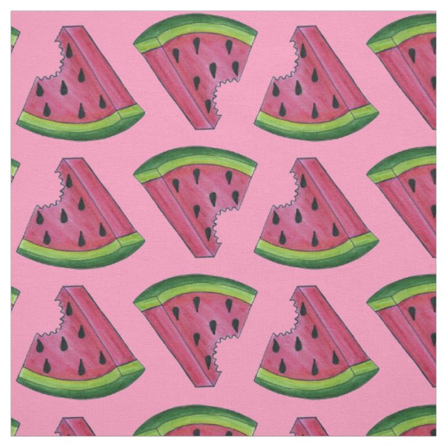 Tissu Fruit de pastèque rose vert Fruit Melon Slice Fabr (Échantillon)