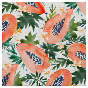 Tissu Fruit tropical d'aquarelle de PERFECTION de PAPAYE