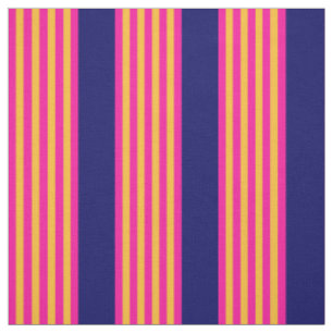 Tissu Fuchsia et rayures jaunes avec bleu marine