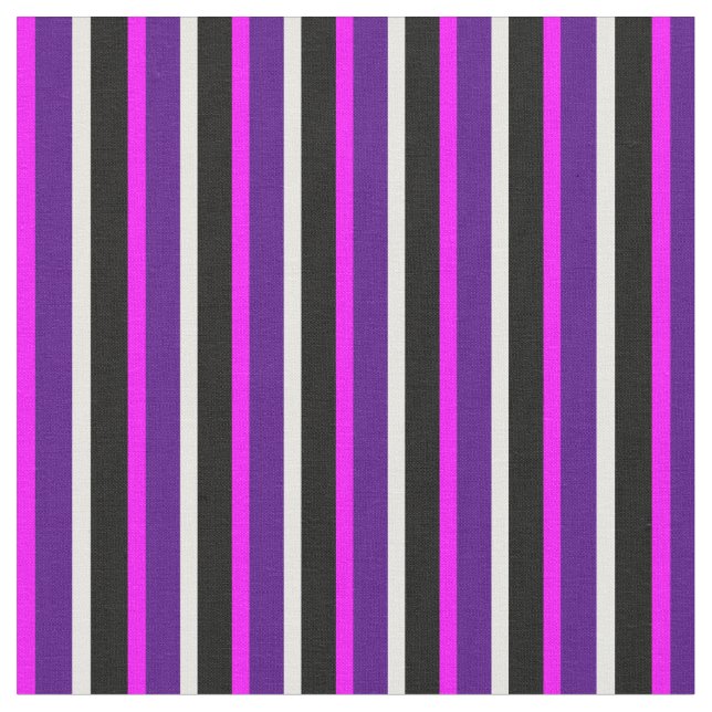 Tissu Fuchsia, Indigo, Mint Cream et Black Motif (Fermer)