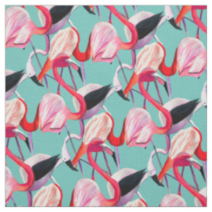 Tissu Fun rose flamingo aquarelle illustration