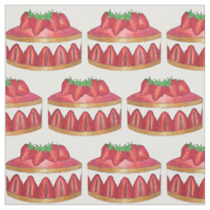 Tissu Gâteau Fraisier Fraise Rose Chef Pâtissier Françai