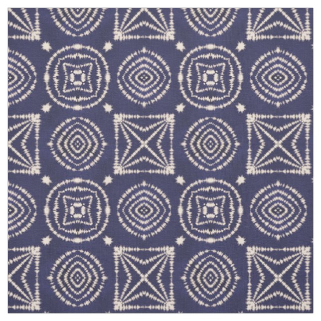 Tissu Géométrie de Shibori bleu et blanc (Échantillon)