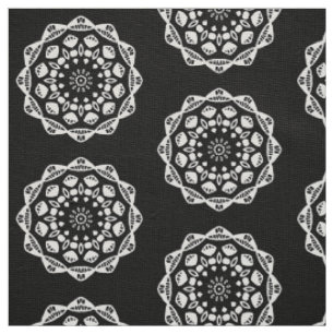 Tissu Géométrie organique 015 - Blanc sur noir