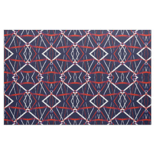 Tissu Géométrie Urbaine Bleu Blanc Rouge