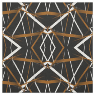 Tissu Géométrie Urbaine Noir Blanc Brun Sienne