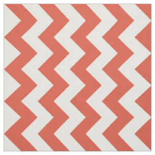 Tissu géométrique de zigzag orange et blanc