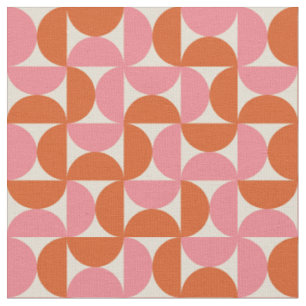 Tissu Géométrique Milieu de Siècle Demi Cercles Rose Ora