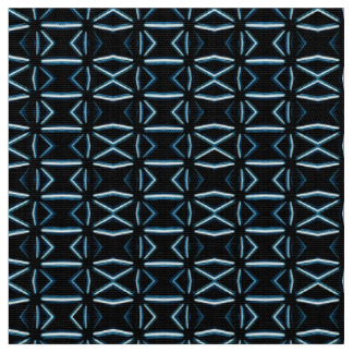 Tissu Géométrique noir et bleu de style atomique de la