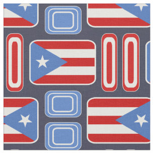 Tissu Géométrique : Rétro : Portoricain : Drapeau