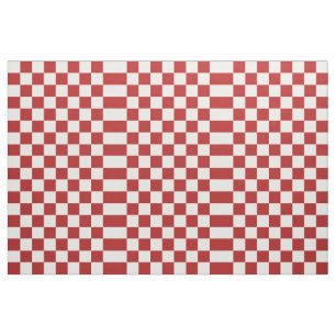 Tissu géométrique rouge et blanc Checkered