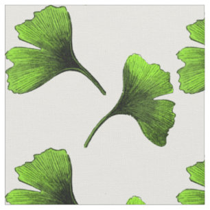 Tissu Ginkgo Biloba Feuille Motif d'art botanique