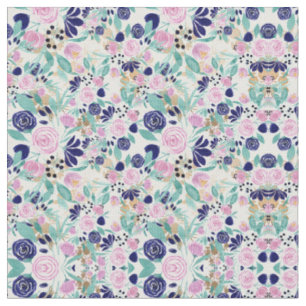 Tissu Girly Pink Navy Blue Gold Watercolor