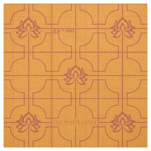Tissu Golden Lotus Grid Motif - Le Lotus Blanc (Échantillon)