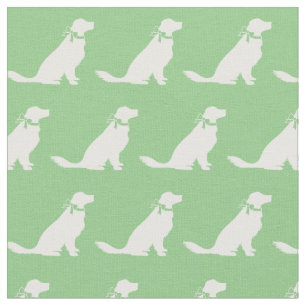 Tissu Golden Retriever Chien Silhouette Animal Sage Vert