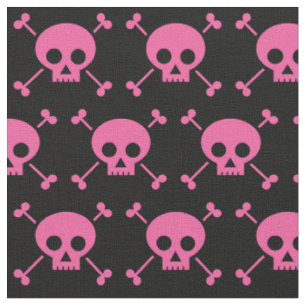 Tissu Goth Girl Pink Black Skuls Motif Cool