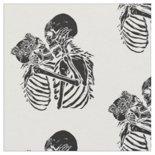 Tissu goth squelette amoureux valentines