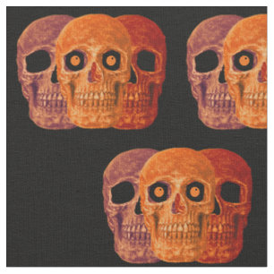 Tissu Gothique Crâne drôle Orange Halloween