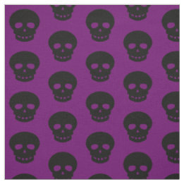 Tissu Gothique foncé Violet crâne noir Pois Motif