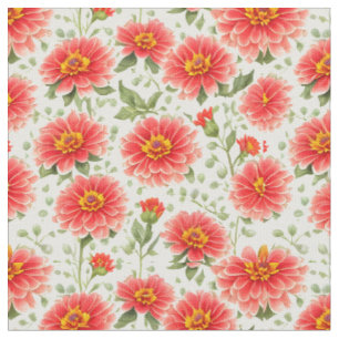 Tissu Grand motif floral Zinnia Fleurs